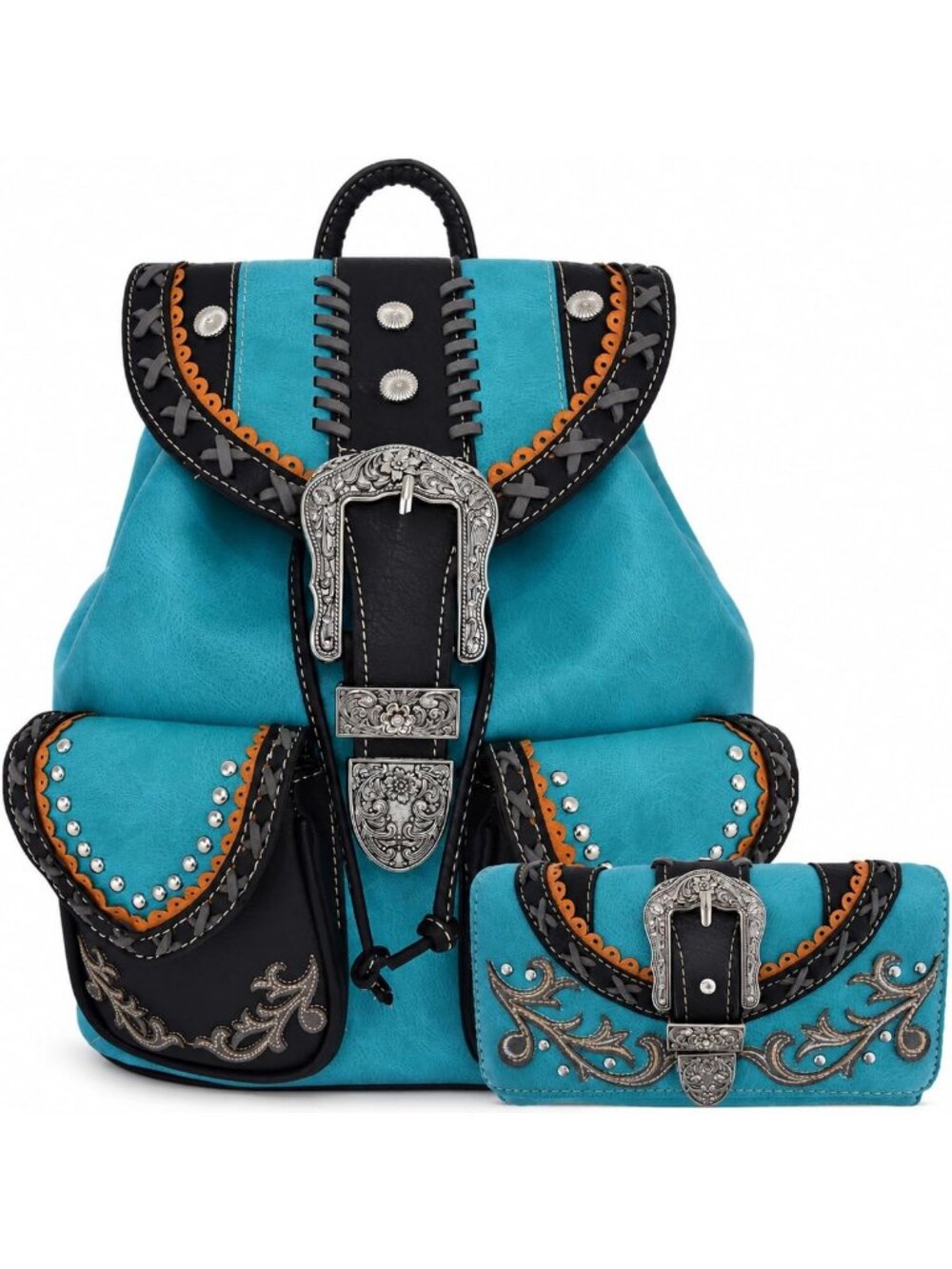 Stylish Western Backpack Purse & Matching Wallet Set for Women - Cowgirl